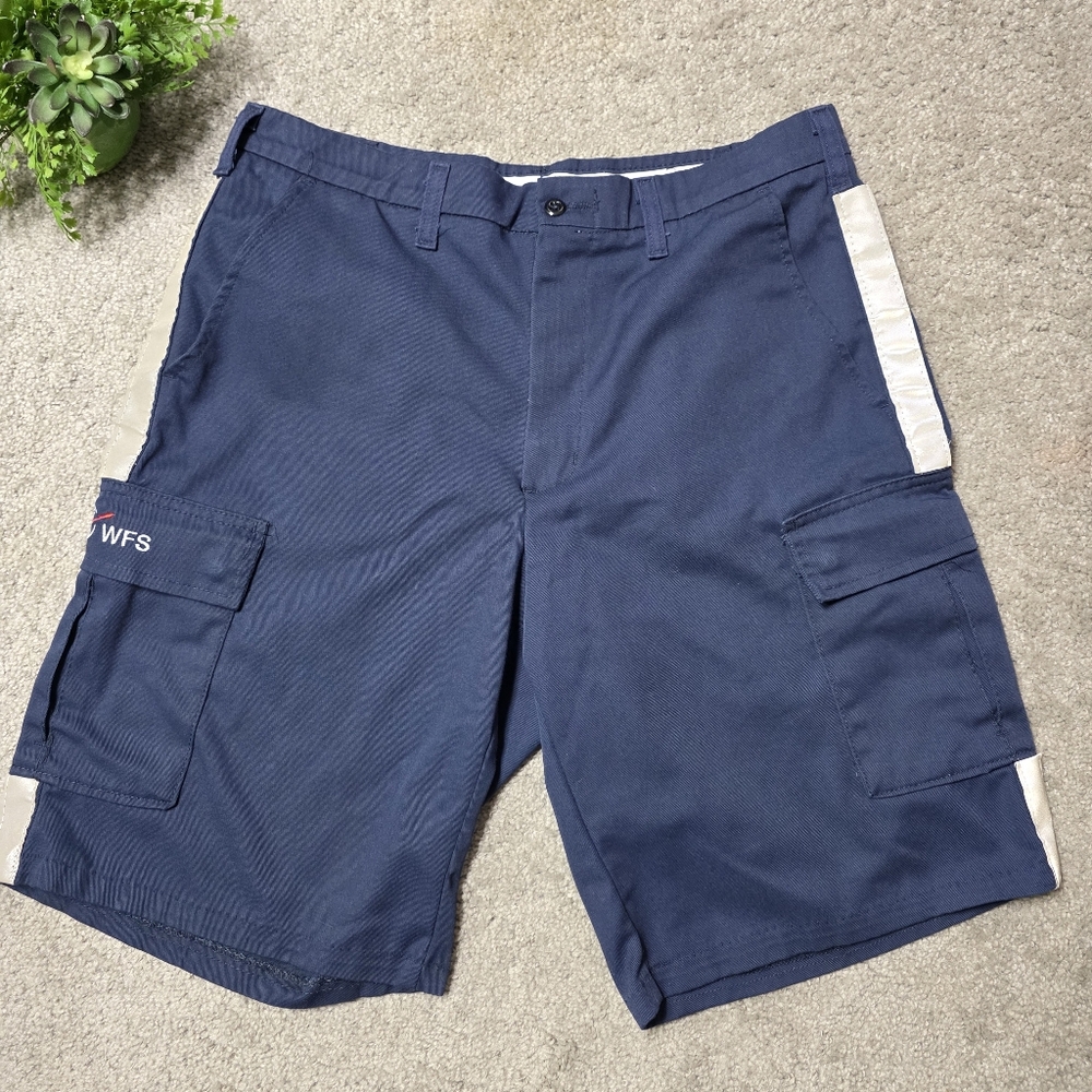 Aramark Uniform Reflective Cargo Shorts WFS Navy Blue Men's 34